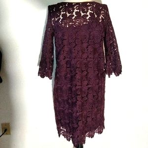 Women burgundy  lace dress great for church, work formal special occasion size 8
